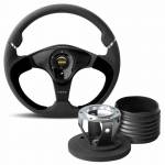 Momo Nero Black Leather and Alcantara Steering Wheel & Hub Kit to fit Land Rover Defender