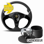 Momo Nero Black Leather and Alcantara Steering Wheel & Hub Kit to fit Land Rover Defender