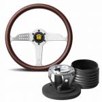 Momo Heritage Grand Prix Mahogany Steering Wheel with Silver Spokes & Hub Kit to fit Porsche 911 Classic (63-89)