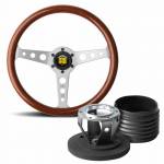 Momo Heritage Indy Mahogany Steering Wheel with Silver Spokes & Hub Kit to fit Porsche 911 Classic (63-89)