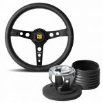 Momo Heritage Prototipo Black Leather Steering Wheel with Black Spokes & Hub Kit to fit Porsche 911 Classic (63-89)