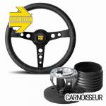 Momo Heritage Prototipo Black Leather Steering Wheel with Black Spokes & Hub Kit to fit Porsche 911 Classic (63-89)