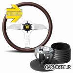 Momo Heritage Super Grand Prix Mahogany Steering Wheel with Chrome Spokes & Hub Kit to fit Porsche 911 Classic (63-89)