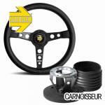 Momo Prototipo 6C Carbon Fibre Wrapped Black Leather Steering Wheel & Hub Kit to fit Porsche 911 Classic (63-89)