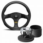 Momo Team Black Leather Steering Wheel & Hub Kit to fit Ford Fiesta